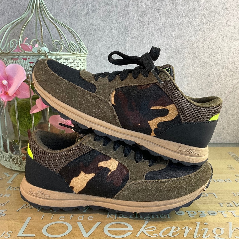 Sam Edelman Olive Green Calf Hair Camouflage Camo Des Trainer Sneakers 6.5